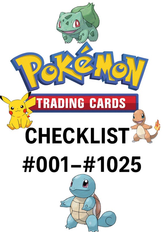 Pokmon TCG Checklist Generation 1 to 9 (11025 Pokmon) ENGLISH - Etsy Pokmon TCG Checklist Generation 1 to 9 (11025 Pokmon) ENGLISH - Etsy