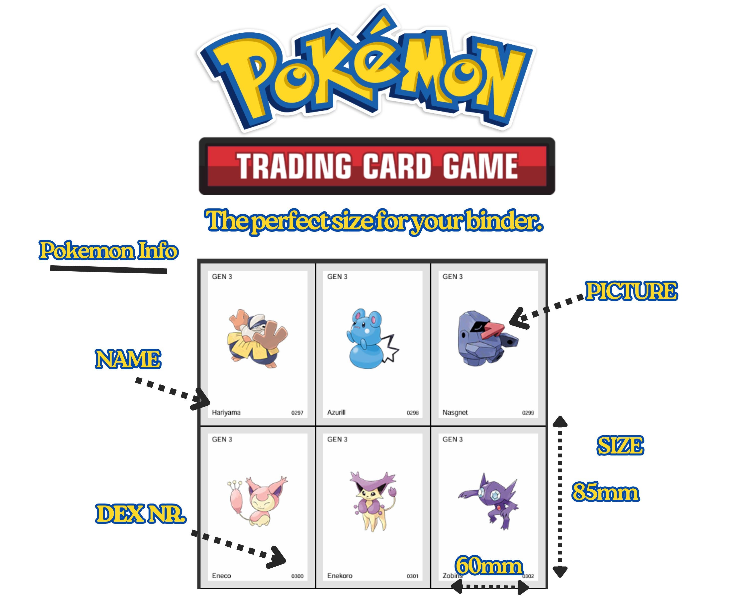 Pokémon Placeholder Cards National Pokédex 001-1025 | Gen 1-9