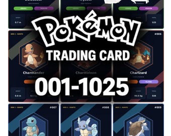 Pokémon Complete Pokédex Placeholder Cards (No. 1–1025, English Names) / Complete Pokédex Trading Card (Placeholder No. 1–1025) (ENGLISH)