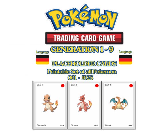 all pokemon cards pdf Card Lot Pokmon Placeholder Cards 001-1025 National