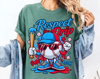 Respect the Drip Baseball Digital Art – Sports Graphic Design for T-Shirts & Prints