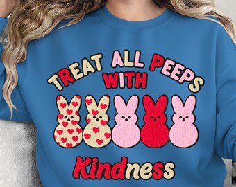 Treat all Peeps with Kindness Png Digital File Download, Teacher Easter Day Shirt Design, Happy Easter Day Teacher, Teacher Peeps png