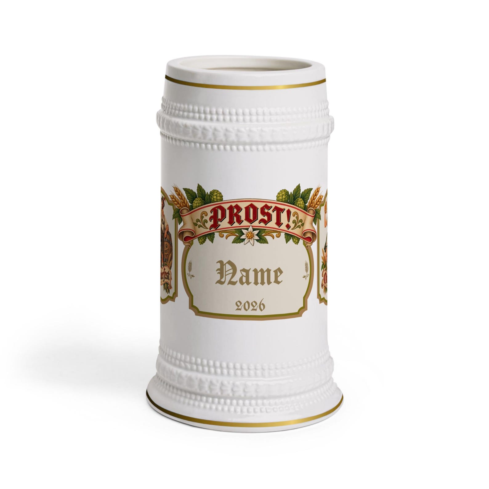 Personalized Oktoberfest Beer Stein | 22oz Ceramic German Mug (Custom Name)