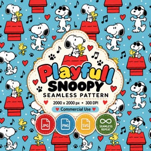 Snoopy pattern PNG seamless | repeat digital paper | Playful Seamless