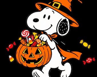 Snoopy Halloween PNG | Trick or Treat Bucket | Peanuts Pumpkin Clipart | Charlie Brown