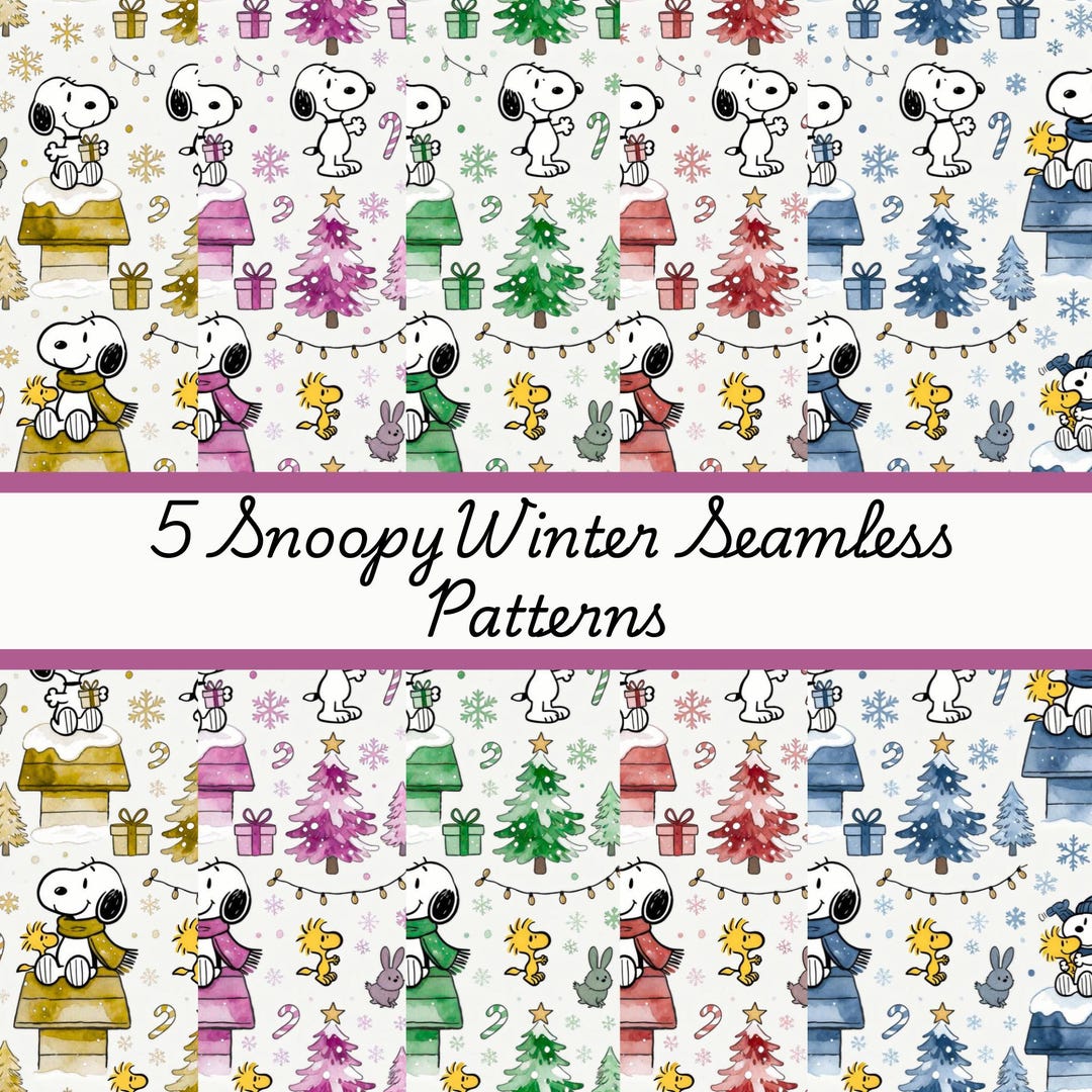 Snoopy Pattern Desktop 5 Snoopy Seamless Pattern L Christmas Peanuts Digital PNG Files ...