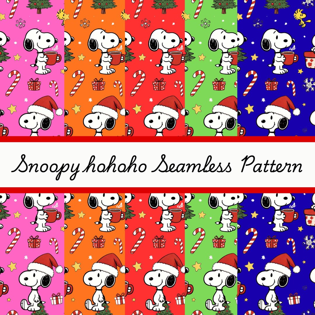 Snoopy Ho Christmas Seamless Pattern PNG | Holiday Dog Design | Festive ...