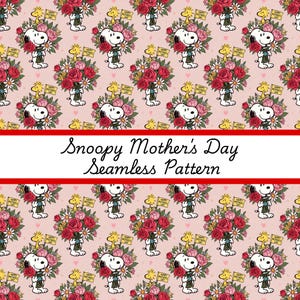 Snoopy del Día de la Madre, PNG sin costuras / Patrón de Peanuts / Camisetas / Tazas / Marcos