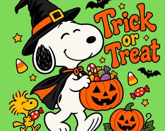 Snoopy Halloween PNG | Trick or Treat Clipart | Pumpkin Candy Bucket | Peanuts Digital Download