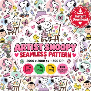 Snoopy & Friends | Pastel Art Vibes | Seamless Pattern