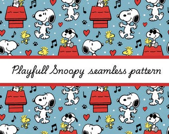 Nahtloses Snoopy-Muster (PNG) | Wiederholbares Digitalpapier | Verspieltes, nahtloses Muster