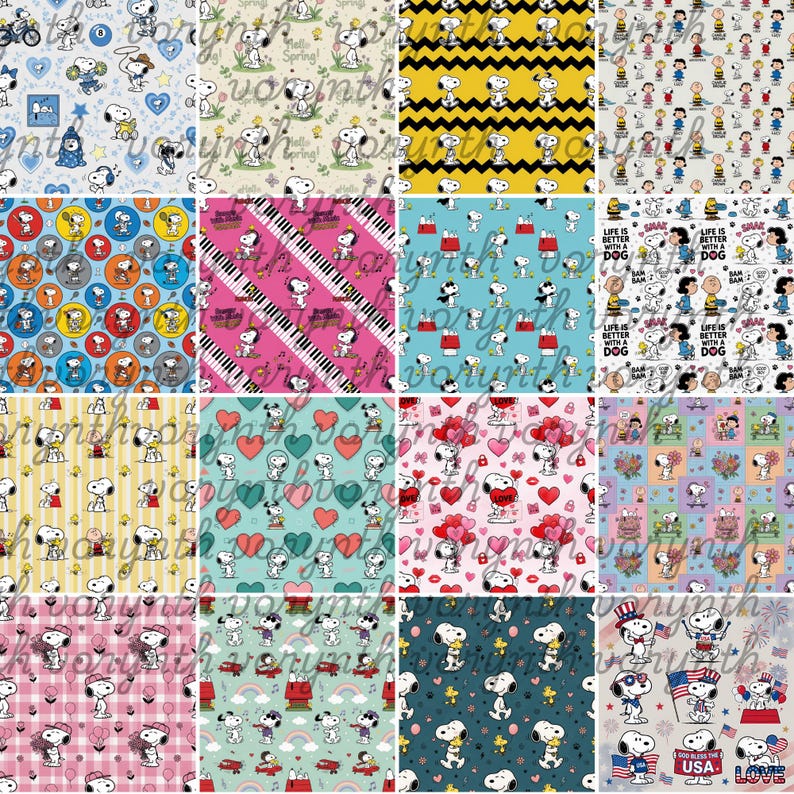 Snoopy PNG Bundle | Seamless Patterns | Peanuts Clipart for T-shirt ...