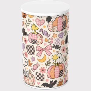 Snoopy Ghost Patchwork Seamless Pattern | Peanuts Pumpkin Fabric Digital Paper