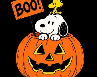 Snoopy Halloween PNG | Woodstock Pumpkin Clipart | Peanuts BOO Sign Design | Transparent Digital Download