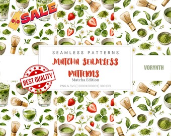 Matcha Seamless | Green Tea Design | Japanese Beverage | Digital Paper | Surface Print | PNG Download SVG