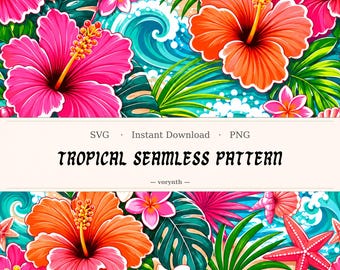 Blushing Peony Garden | Seamless Floral Pattern | Pink Roses, Blue Hydrangeas & Green Leaves