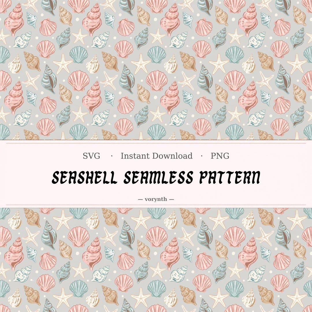 Pastel Seashell Seamless Pattern | Coastal Beach Digital Paper ...