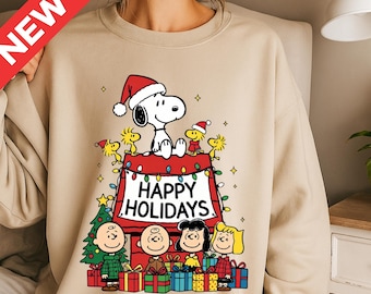Peanuts Holiday PNG SVG / Snoopy Happy Holidays Clipart / Christmas Cartoon Art Digital Design