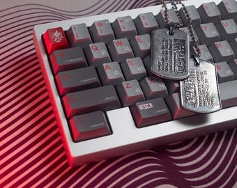 Juego de 143 teclas plateadas de inspiración samurái: teclas PBT con perfil Cherry y fuentes rusas y japonesas para teclados mecánicos de 60 a 98 teclas.