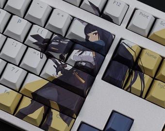 Teclas de gama alta de 108 teclas PBT con sublimación de tinta, teclas para juegos de anime y dibujos animados, perfil Cherry, retroiluminación Hoshimi Miyabi para Zenless Zone Zero.