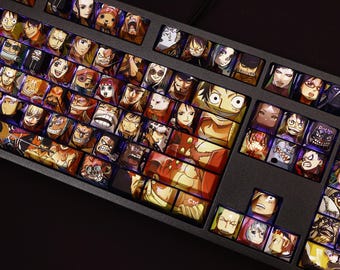 Teclas Anime Crew / Juego de 108 teclas PBT retroiluminadas con perfil Cherry y sublimación de tinta / Accesorio para teclado gaming / Juego de teclas Ocean Explorer / Teclas Anime