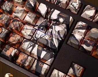 Anime Virtuosa Gaming Keycap Set, PBT Dye Sub Backlit Cherry Profile Keyboard Keycaps, 108 Keys, Custom Keyboard Accessories RGB Desk Setup