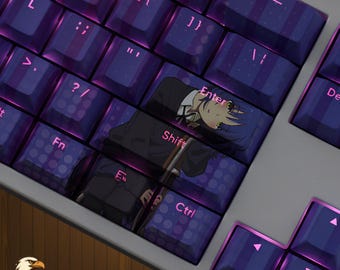 Custom Anime Gaming Keycaps Set ,  108 Keys PBT Dye Sublimation Backlit Cherry Profile Keyboard Caps, RGB Setup Premium Desk Accessories