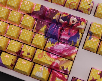 Juego de 108 teclas PBT de anime Oshi No Ko Hoshino con perfil de cereza y retroiluminación para teclados MX Switch/reemplazo de teclado