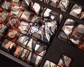 Juego de teclas Celestial Virtuoso de 108 teclas con impresión por sublimación de tinta PBT / Teclas con perfil Cherry inspiradas en el anime para teclados mecánicos ANSI 61, 87, 104 y 108