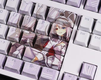 Juego de teclas Gaming Queen / 108 teclas PBT retroiluminadas, perfil OEM / Teclas de acción de bala estilo anime para teclados mecánicos