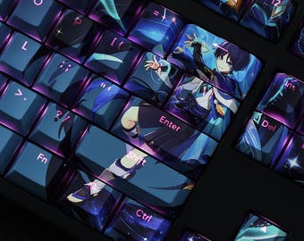 Teclas temáticas de Wanderer / Set de teclado de anime Genshin Impact / Colección de teclas retroiluminadas PBT con perfil Cherry