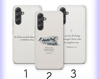 Funda para teléfono con versículo bíblico H1 para Samsung A14 A15 A16 A17 A25 A26 A34 A35 A36 A37 A54 A55 A56 A57 A72 A73 + Más modelos Creyente Dios Santo