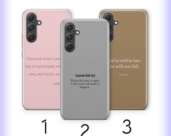 Funda para teléfono H9 con versículo bíblico para Samsung A14 A15 A16 A17 A25 A26 A34 A35 A36 A37 A54 A55 A56 A57 A72 A73 + Más modelos Creyente Dios Santo