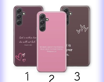 Funda para teléfono con versículo bíblico H6 para Samsung A14 A15 A16 A17 A25 A26 A34 A35 A36 A37 A54 A55 A56 A57 A72 A73 + Más modelos Creyente Dios Santo