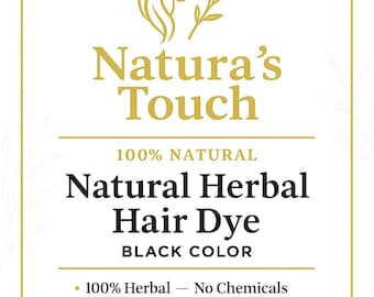 Natura’s Touch Herbal Hair Dye Black | 100% Natural Herbal Hair Color | Chemical-Free | Gentle Scalp Dye 8oz