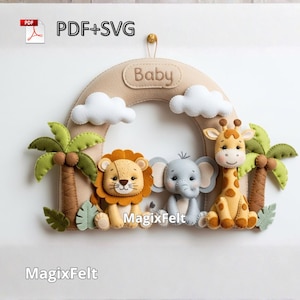Safari Baby Felt Door Hanger