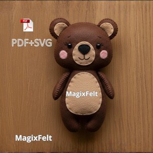 Modello di cucito per orsetto in feltro – Peluche (PDF e SVG inclusi)