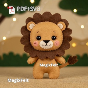 Lion Felt Ornament Pattern: DIY Animal Toy (PDF Pattern)