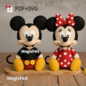 Mickey and Minnie Felt Dolls - Premium Handmade Pattern (PDF Pattern)