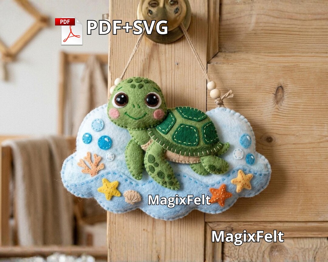Sea Turtle Baby Mobile Pattern PDF, Felt Ocean Nursery Decor (PDF+SVG ...