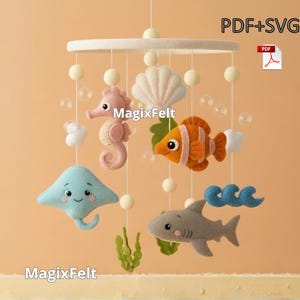 Felt Sea Animals Baby Mobile PDF Pattern – Ocean Nursery Decor (SVG)