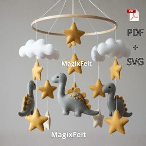 Modello di dinosauro mobile in feltro: giocattolo leone fai da te (PDF, SVG)