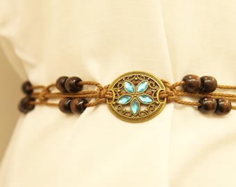 Cinto Boho para Mulheres, Corrente Decorativa de Cintura em Estilo Étnico Casual, Acessórios para Cintura de Vestido