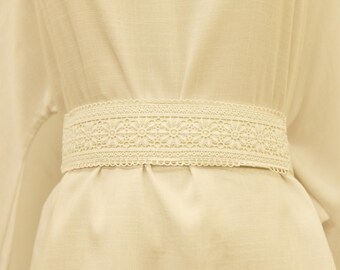 Cinto elástico de renda para mulheres, versátil, ideal para decorar vestidos de malha e acentuar a cintura.