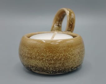 Natural glaze tealight holder, tealight, candle holder