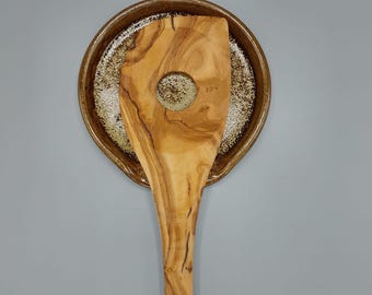 Natural glazed cooking spoon holder, coaster