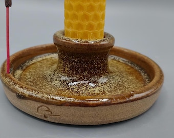Natural glaze candle holder, taper candle holder