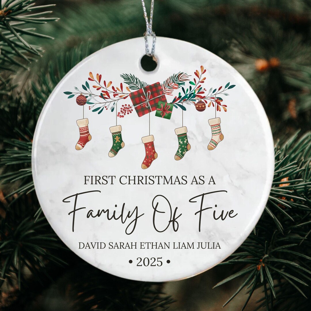 Personalized Family of Five Christmas Ornament: New Baby Gift 2025 - Etsy