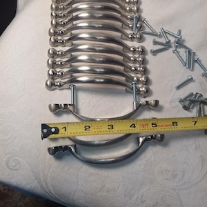 14 5  1/2 Amerock Sterling nickel-finished arched drawer pulls With Hardware VTG