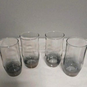 Vintage 4 Anchor Hocking 12 oz Glasses Mirrow Smoke  Flair Iced Tea Drinkware